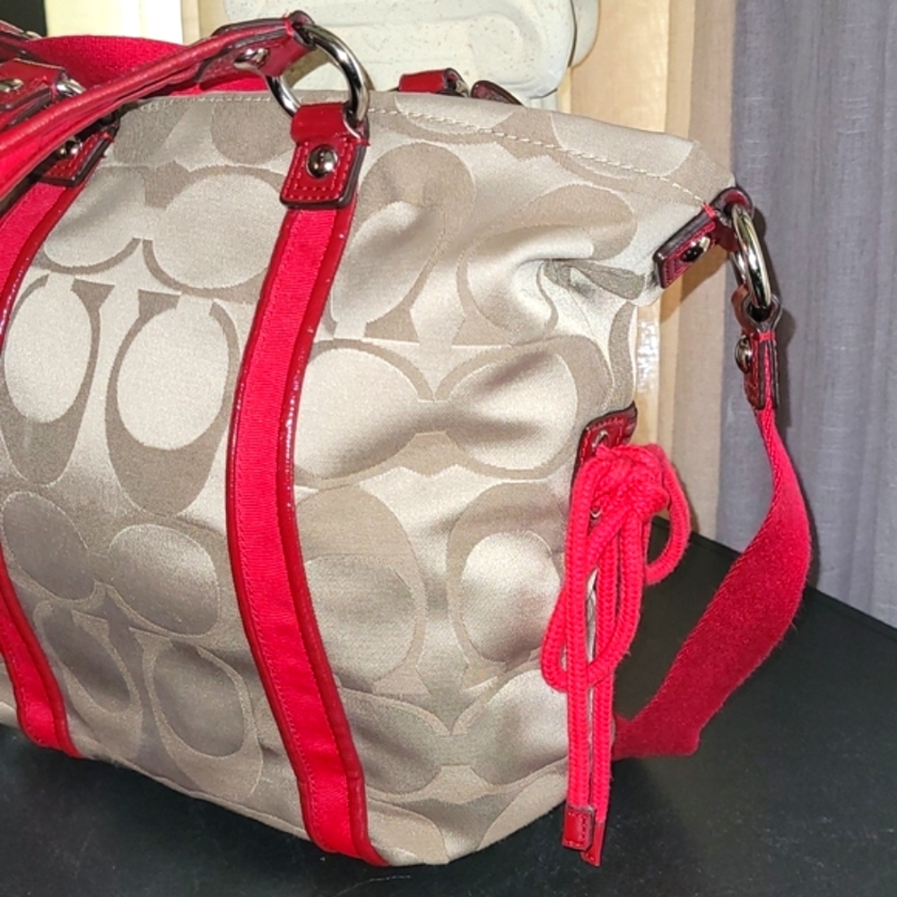Coach Beige and Red Tote Bag - Picture 8 of 12